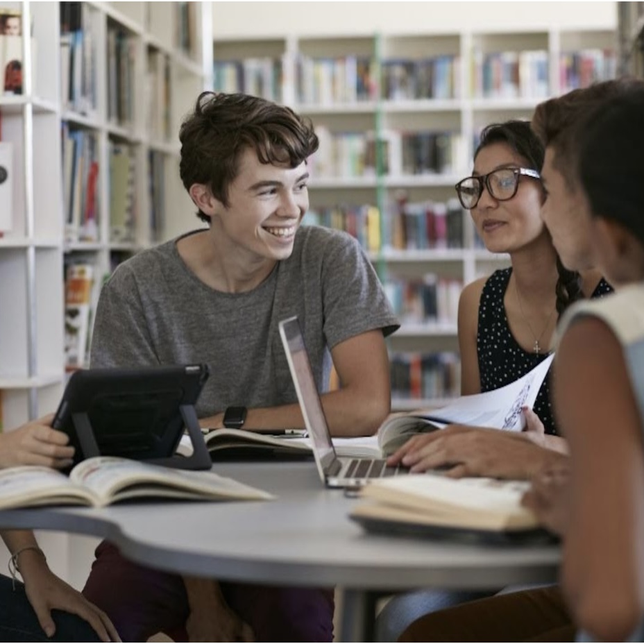 Student discussion in library